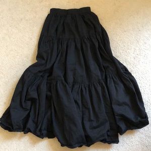 Long black ruffle skirt